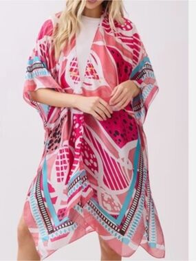 Pink Patterned Lightweight Kimono Wrap one size